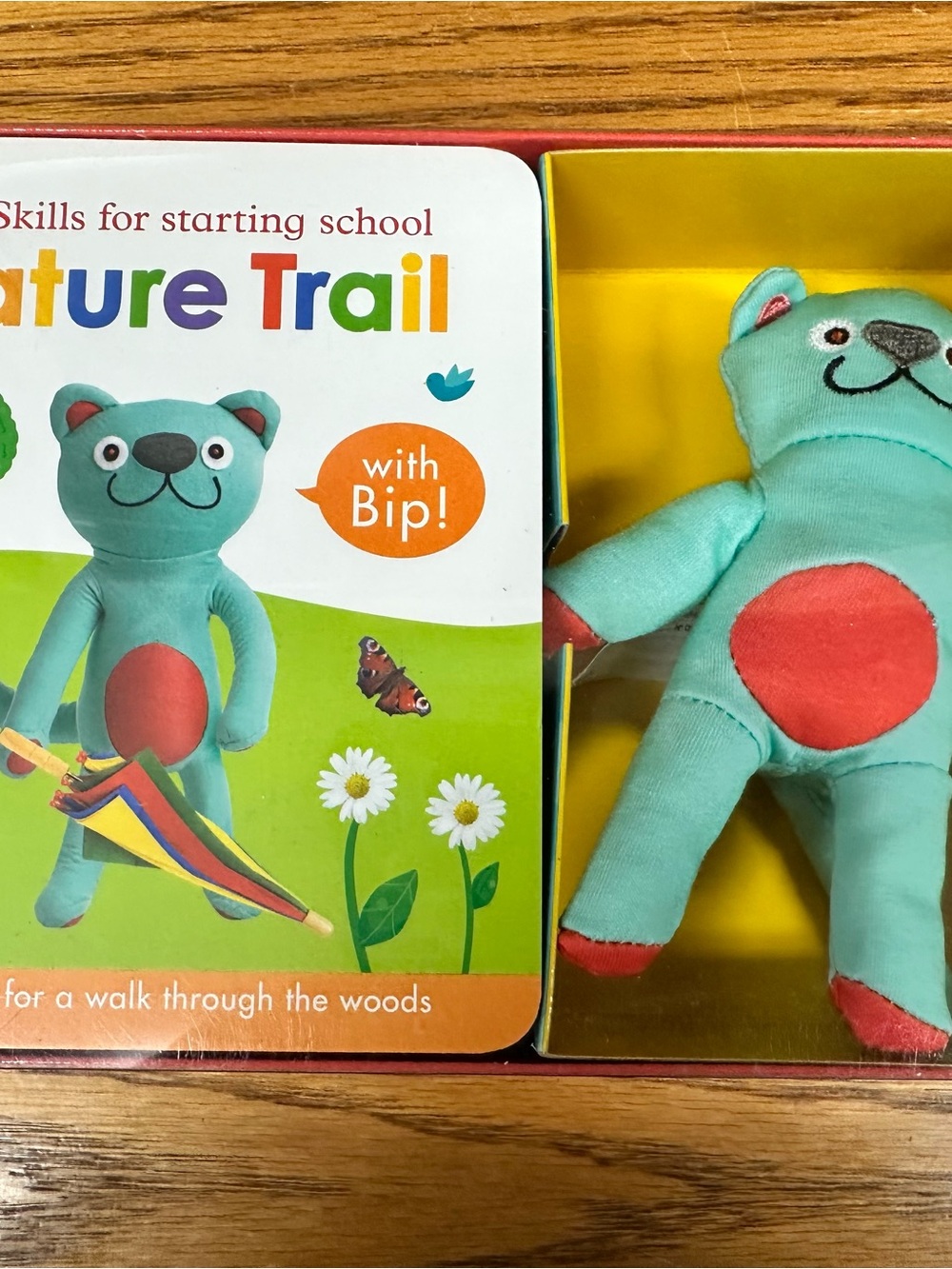 Nature Trail Bip Plush Bear - Teal and Red